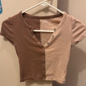 PacSun Brown and Tan Button Down Shirt